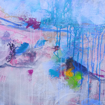 Abstract art with colorful brush strokes on a textured surface