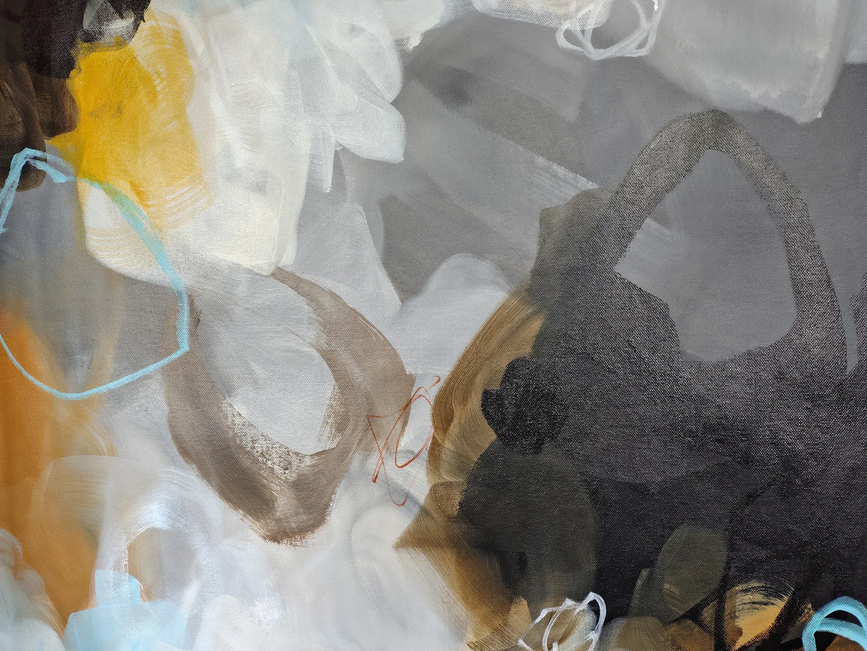Abstract art with swirling colors and textures