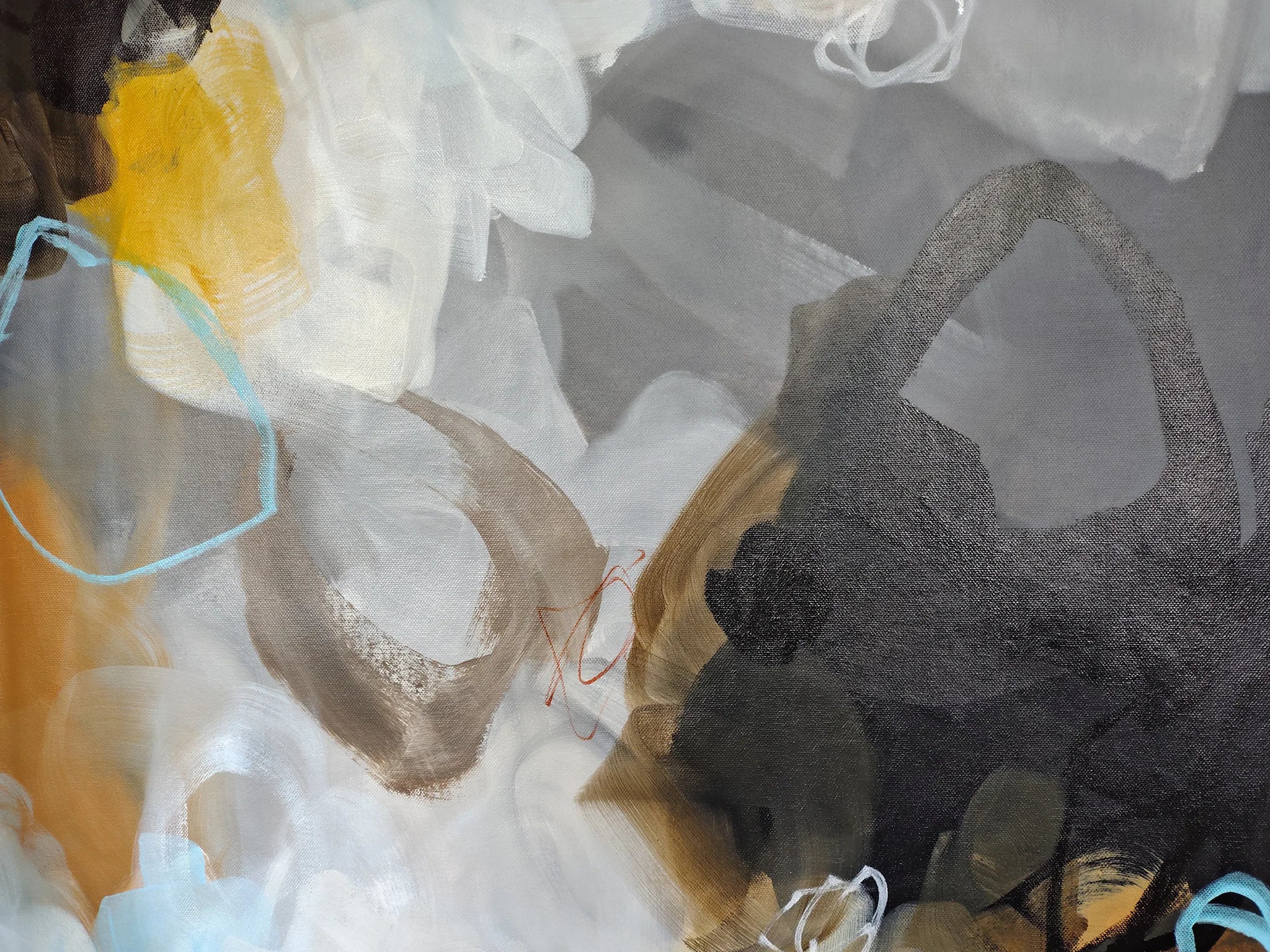 Abstract art with swirling colors and textures