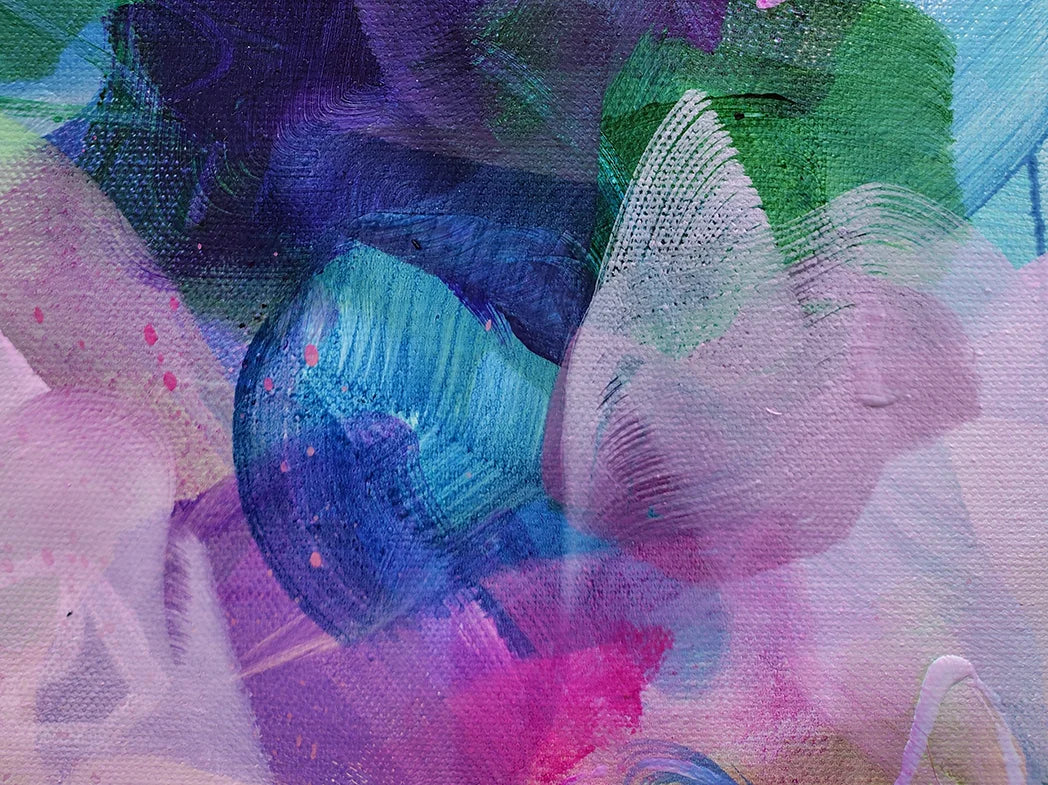 Abstract painting with vibrant colors and brush strokes