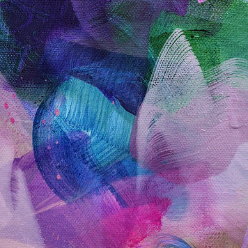 Abstract painting with vibrant colors and brush strokes