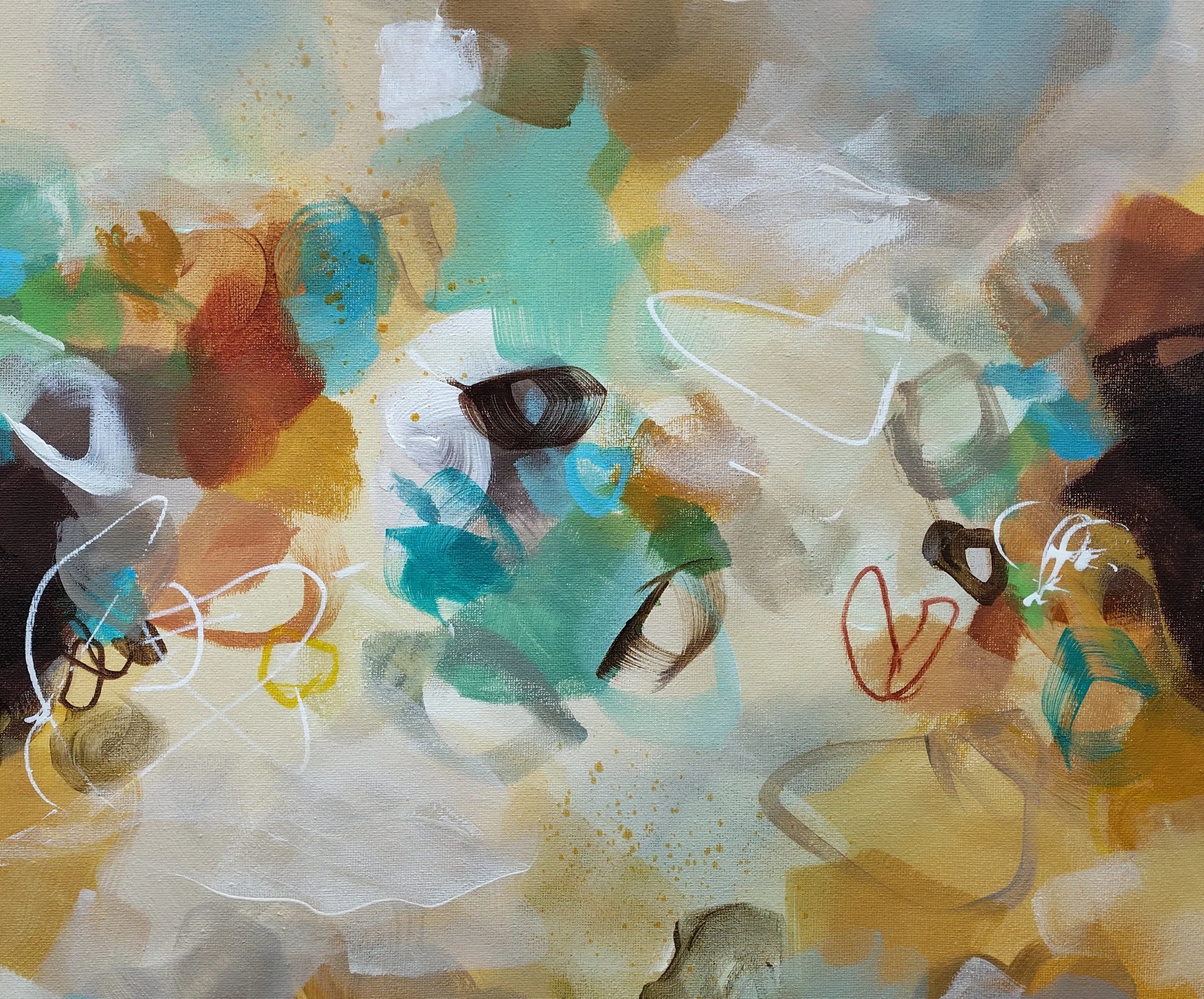 Abstract art with colorful brush strokes on a textured surface