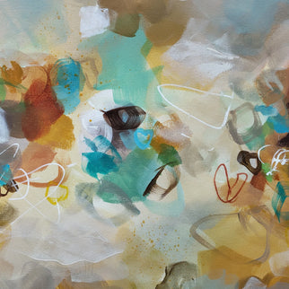 Abstract art with colorful brush strokes on a textured surface