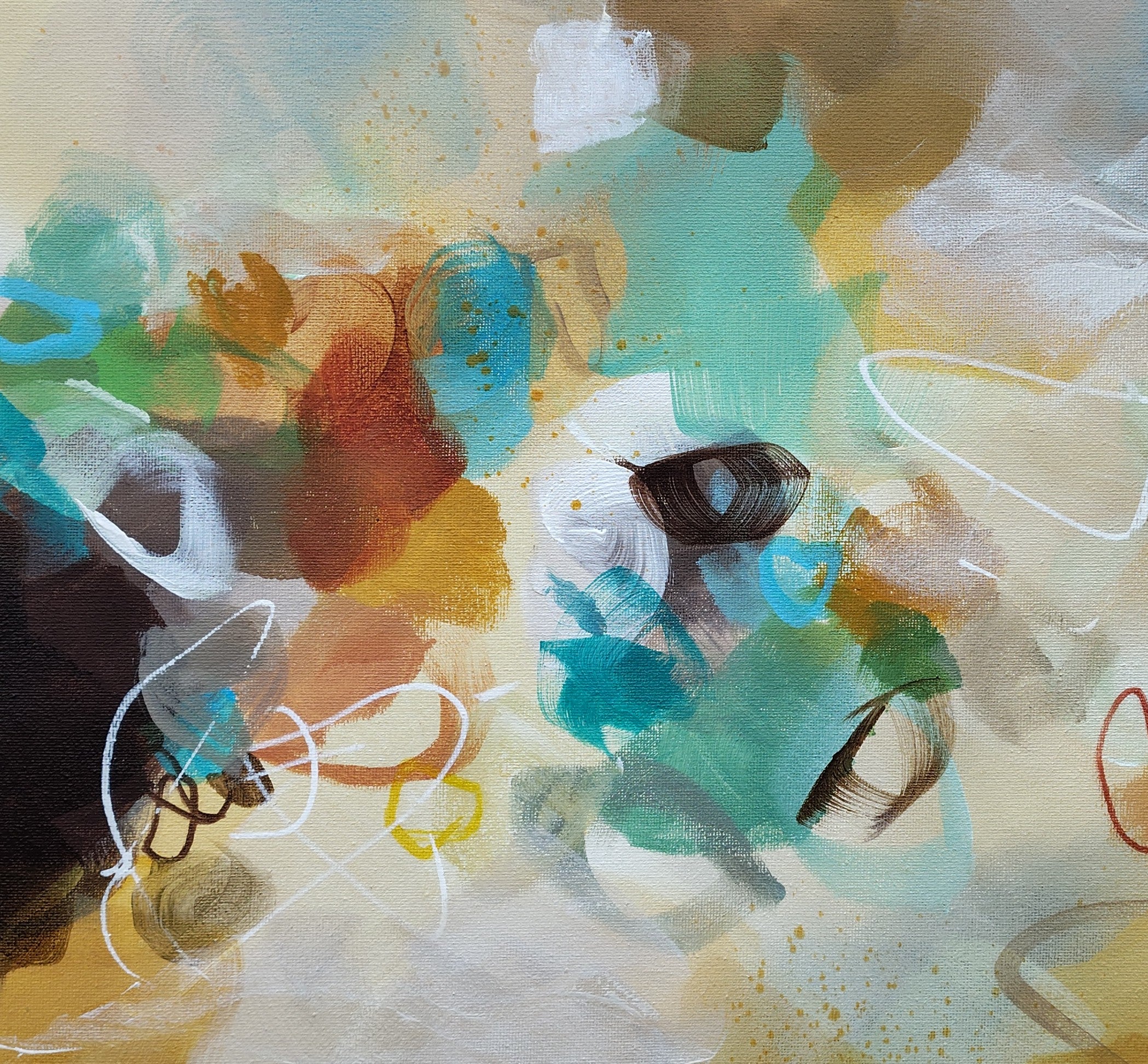 Abstract art with colorful brush strokes on a textured surface