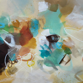 Abstract art with colorful brush strokes on a textured surface