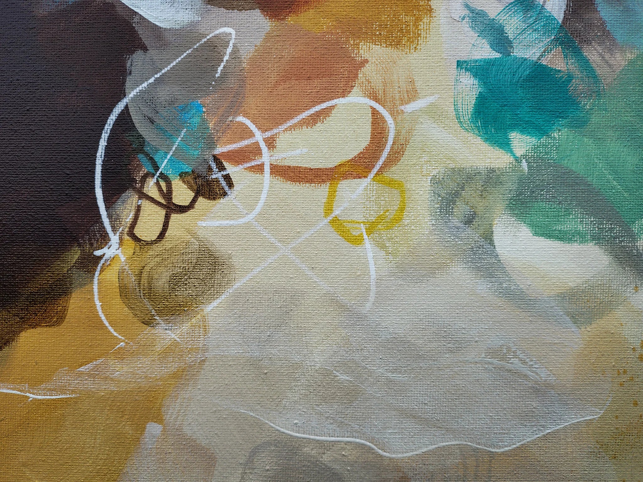Abstract art with colorful brush strokes on a textured surface