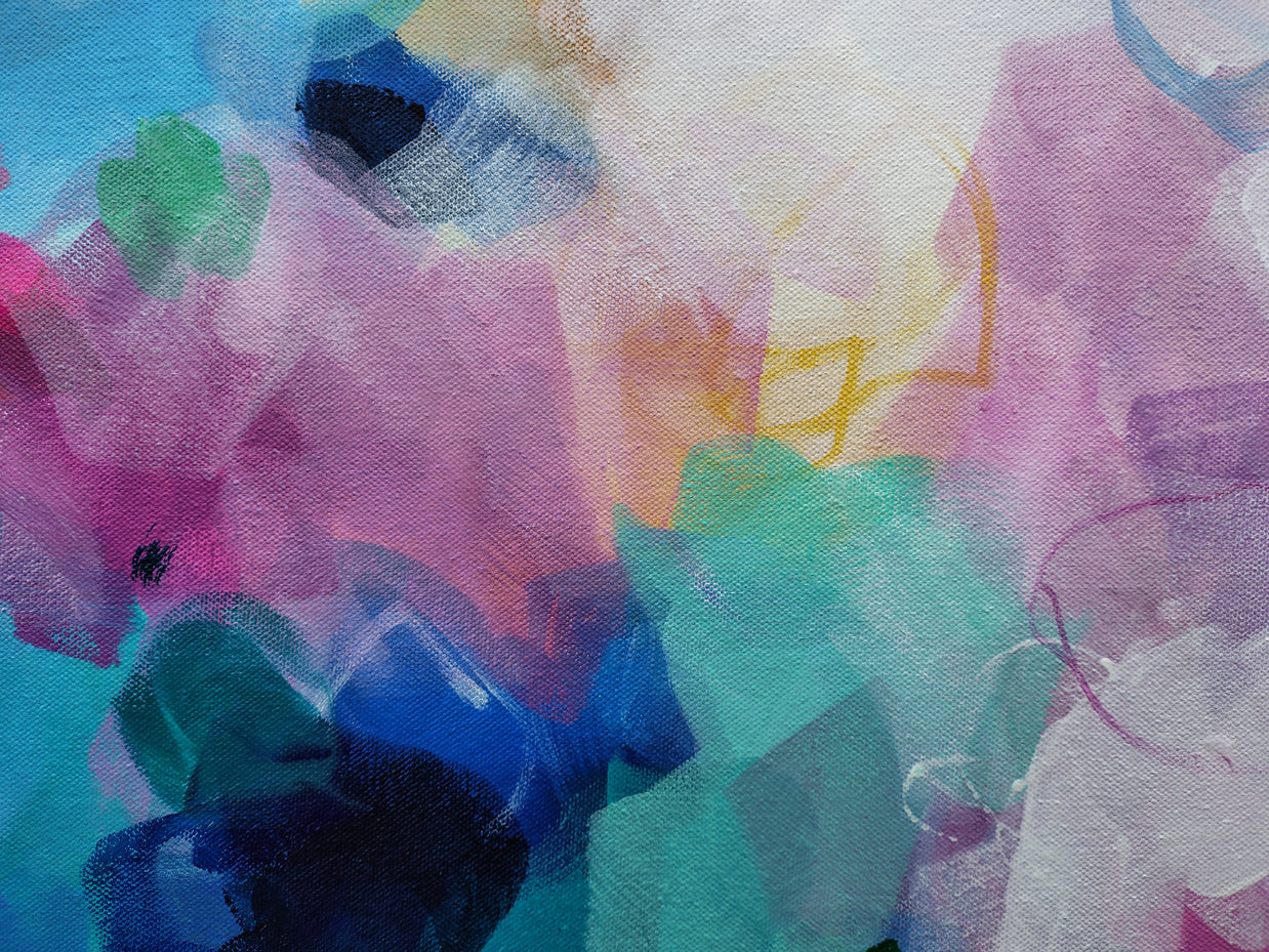 Abstract art with colorful brush strokes on a textured surface