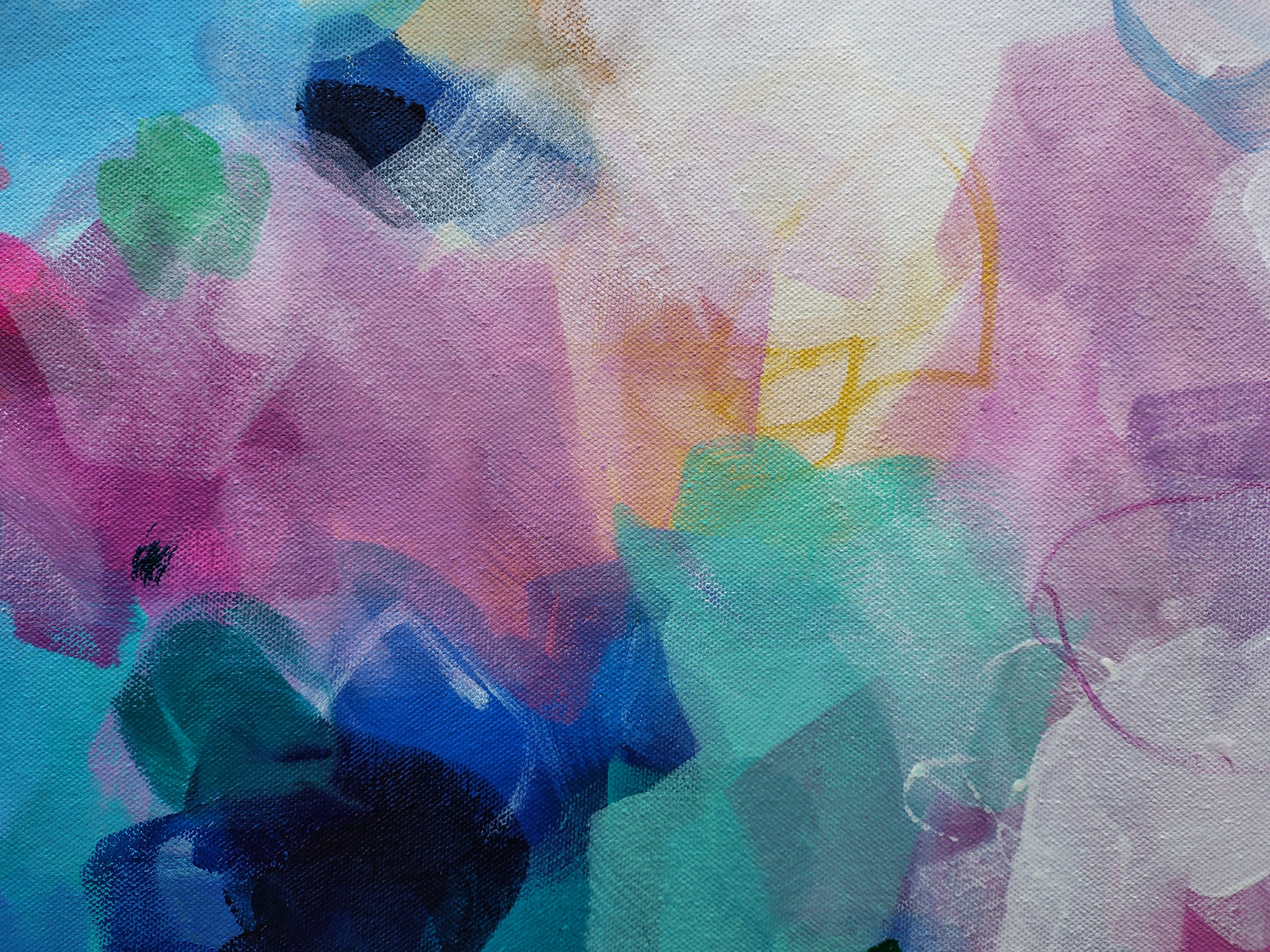 Abstract art with colorful brush strokes on a textured surface