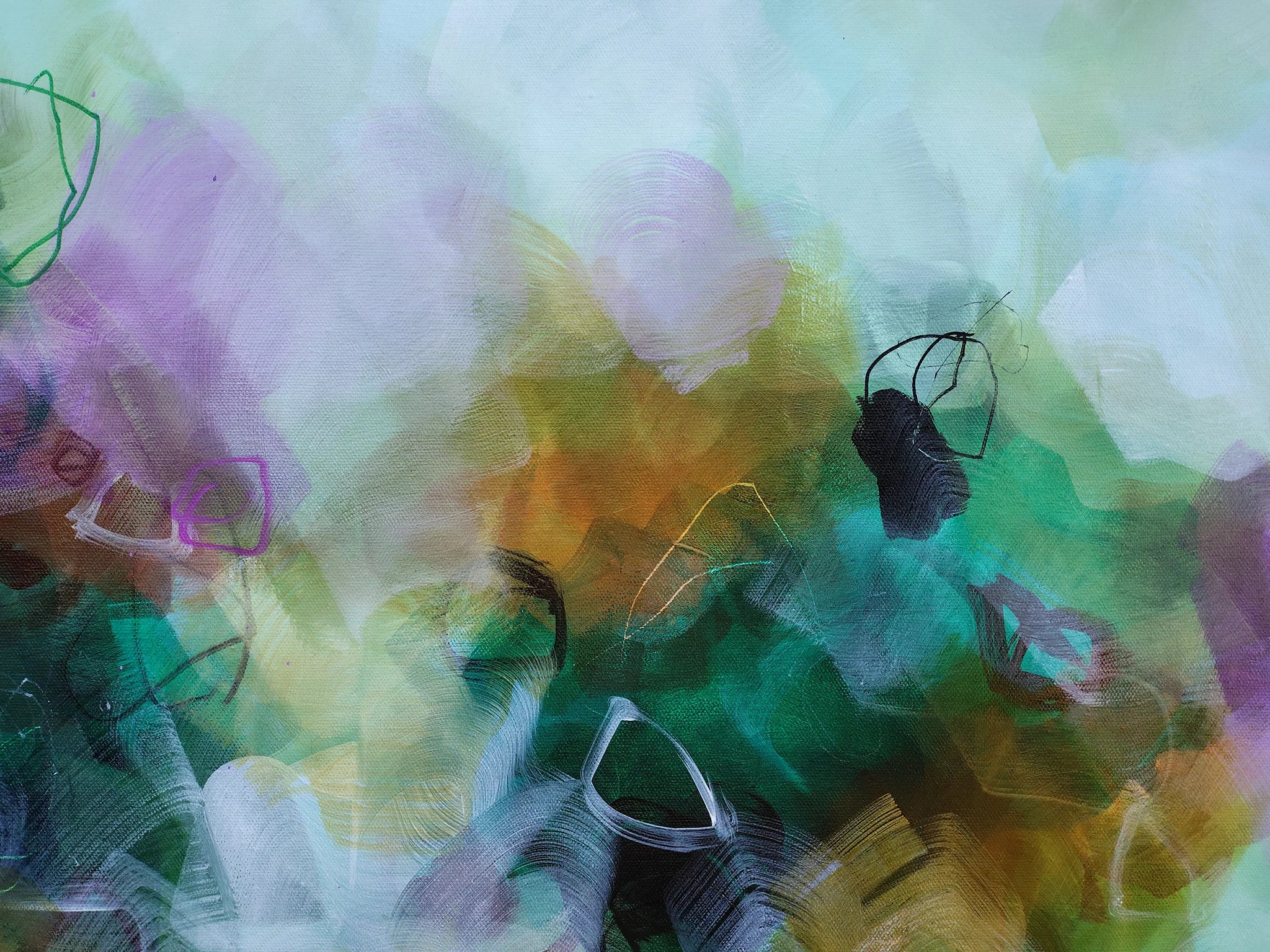 Abstract art with colorful brush strokes on a textured surface