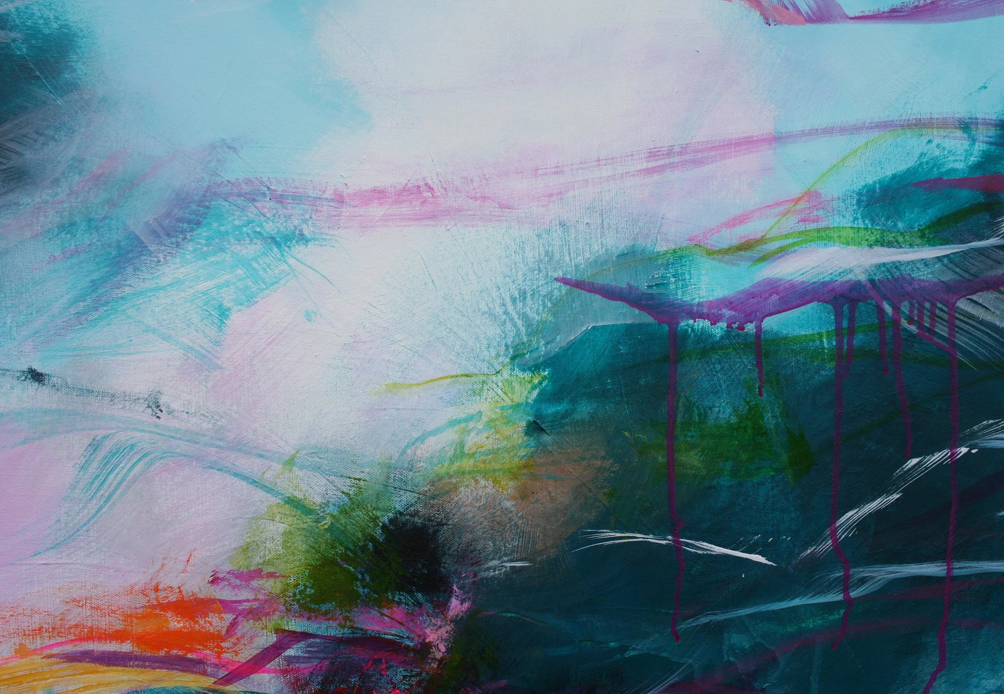 Abstract artwork with vibrant colors and brush strokes