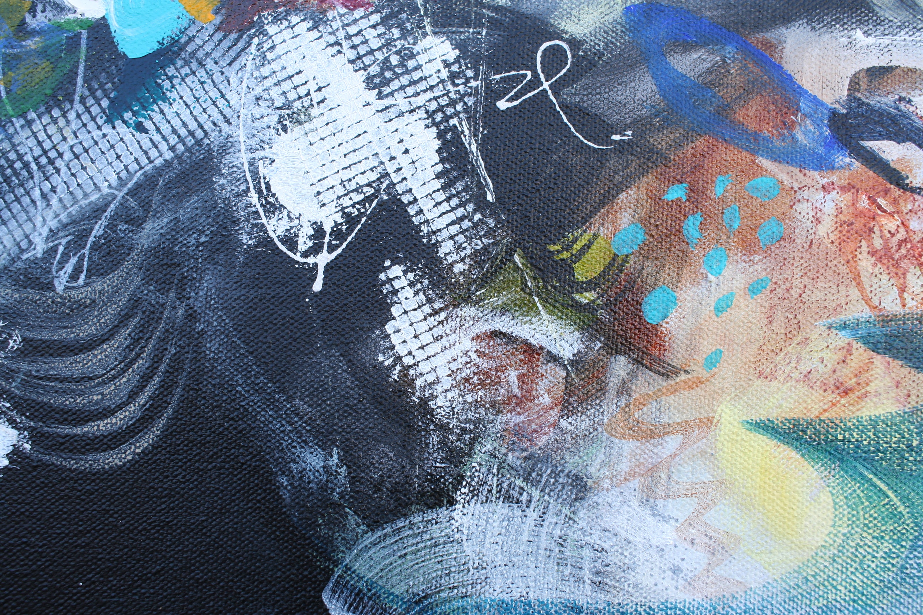 Abstract art with a mix of colors and textures
