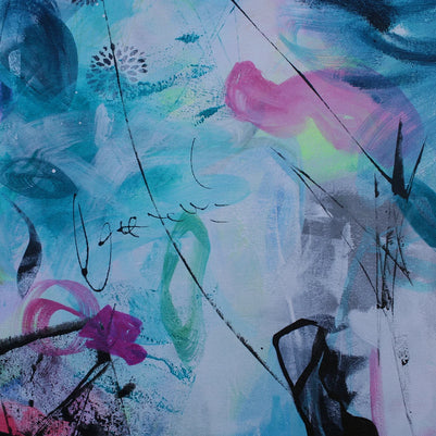 Abstract art with colorful brush strokes on a textured surface