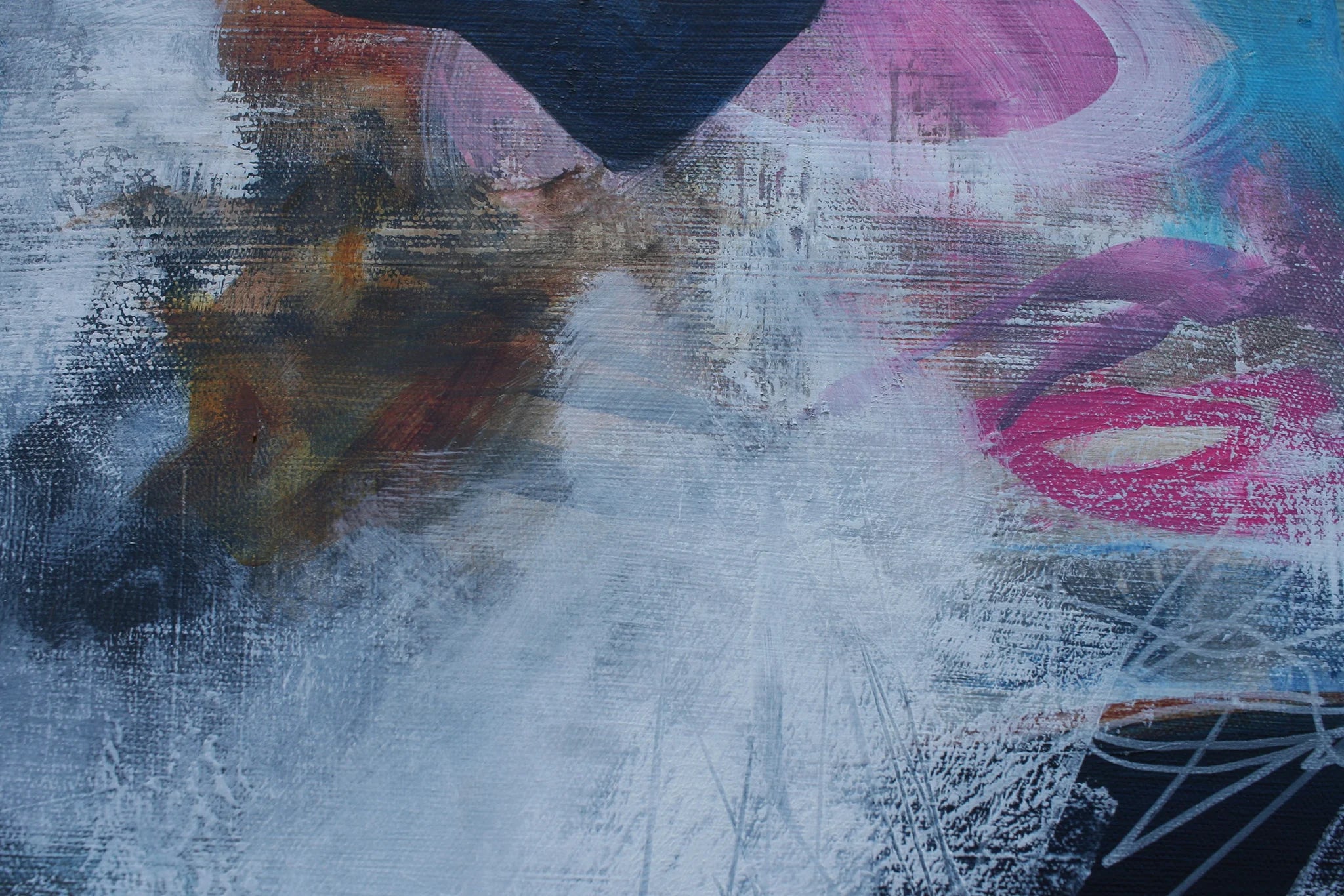 Abstract art with colorful brush strokes on a textured surface
