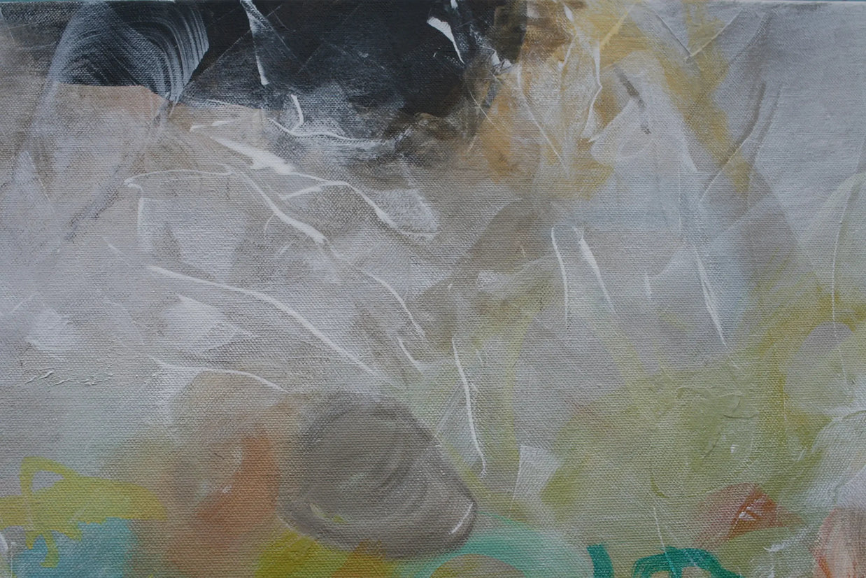 Abstract painting with soft textures and muted colors