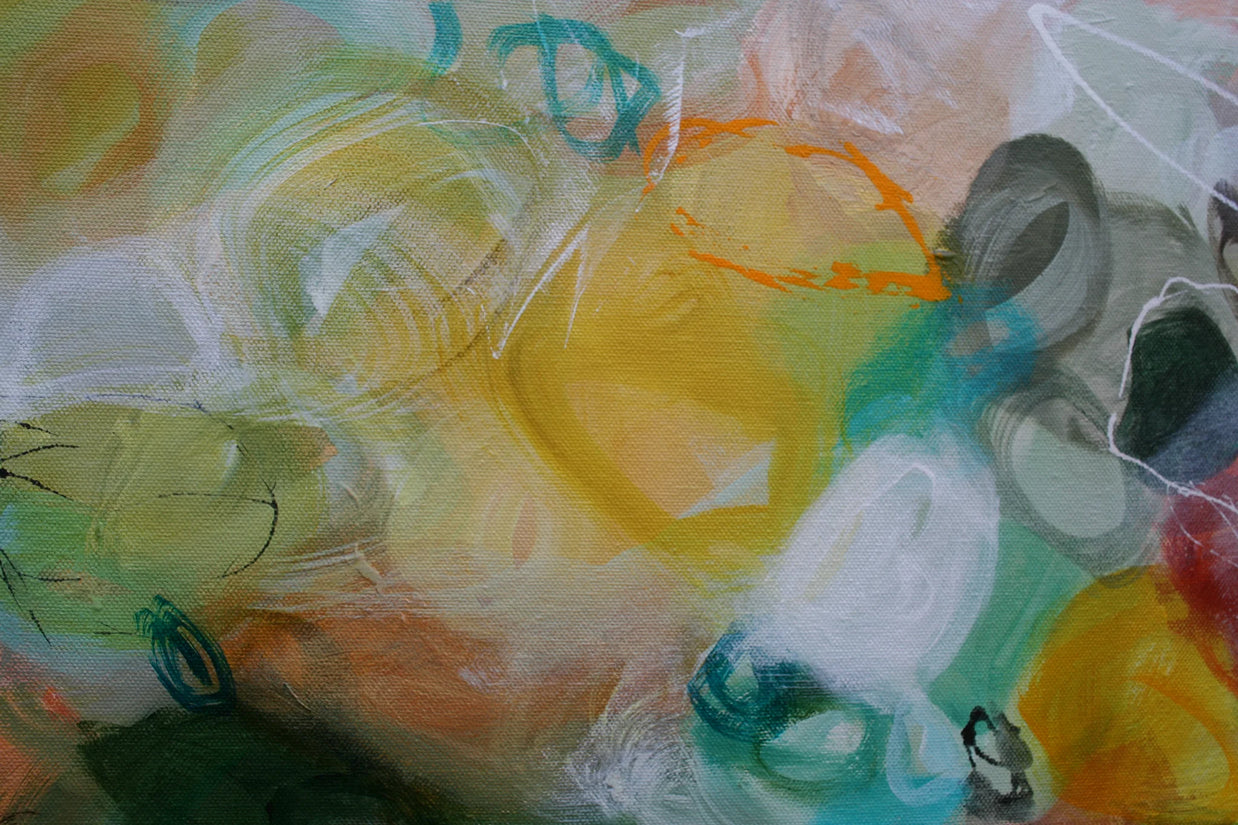 Abstract painting with a mix of colors and textures