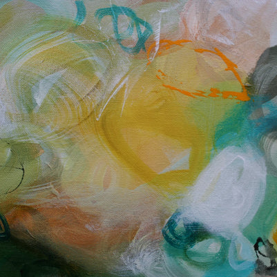 Abstract painting with a mix of colors and textures