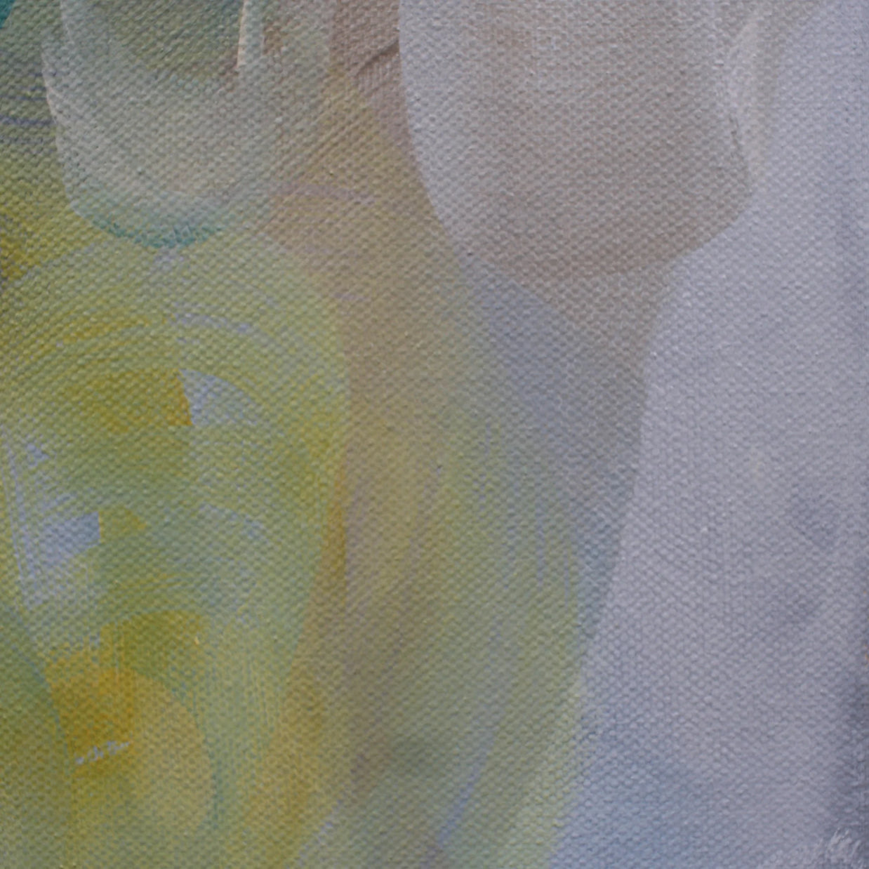 Colourful blue yellow white and gray four panel abstract painting