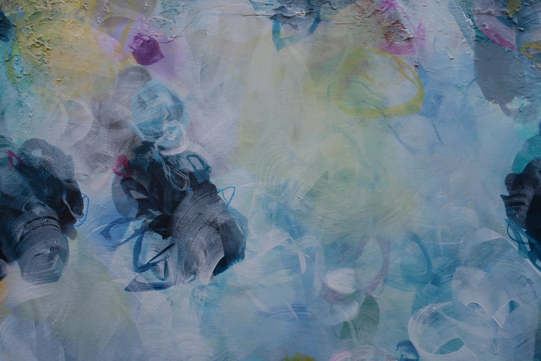 Abstract art with colorful brush strokes on a textured surface