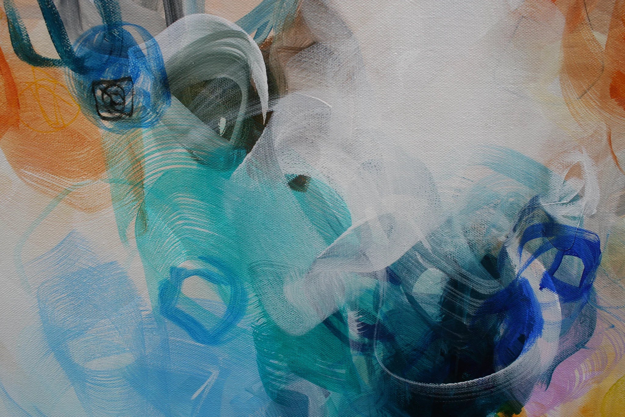 Abstract art with colorful brush strokes on a white background