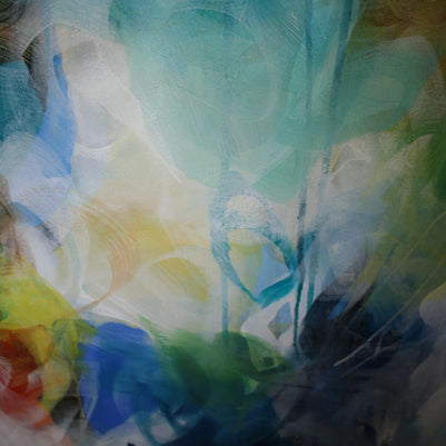 Abstract painting with a mix of colors on a textured surface
