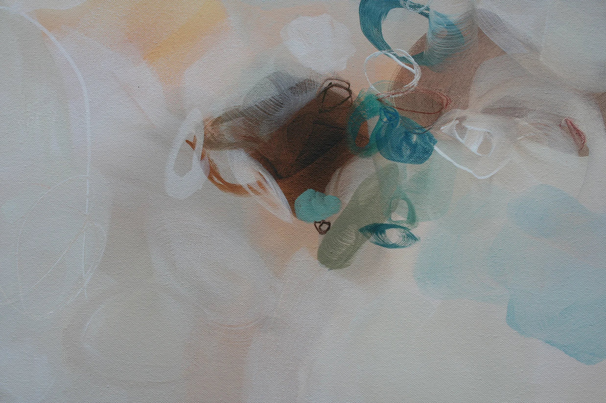 Abstract art with soft pastel colors and blurred shapes