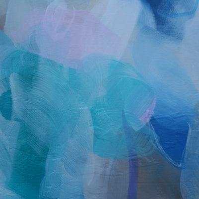 Close-up of colorful plastic bags with a blue and pink hue.