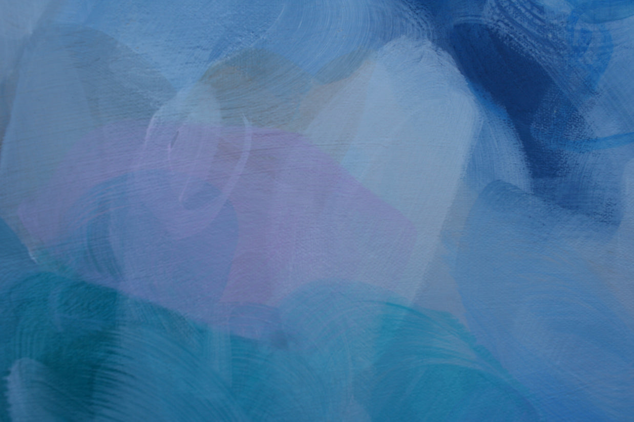 Abstract art with blue, pink, and white colors