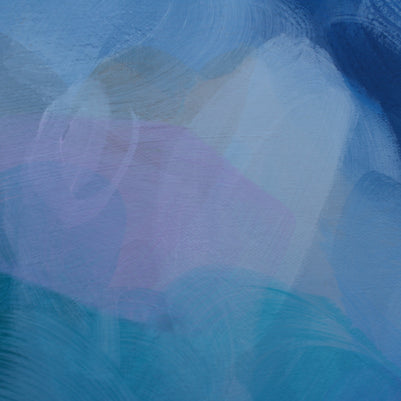 Abstract art with blue, pink, and white colors