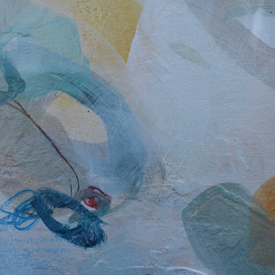 Abstract artwork with soft pastel colors on a textured surface