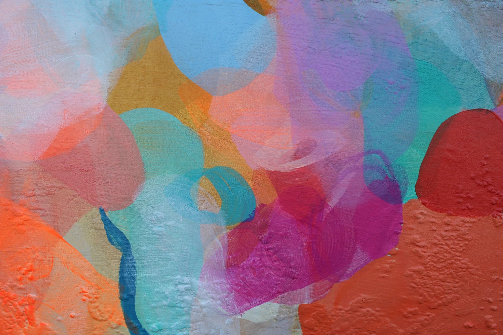 Abstract painting with vibrant colors and textured surface