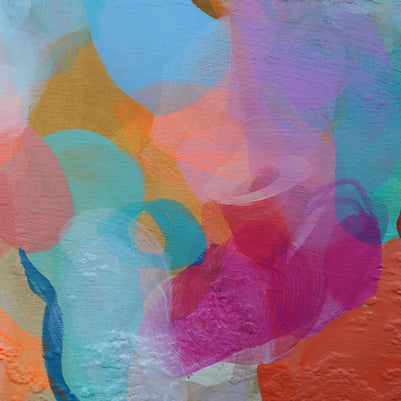 Abstract painting with vibrant colors and textured surface