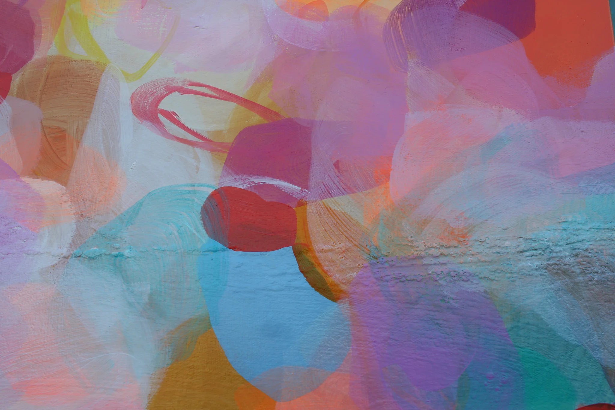 Abstract art with colorful brush strokes on a textured surface