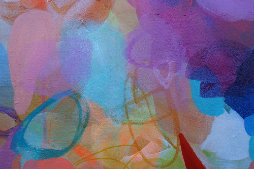 Abstract artwork with vibrant colors and fluid shapes