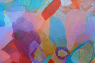 Abstract artwork with vibrant colors and fluid shapes