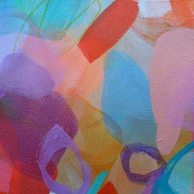 Abstract artwork with vibrant colors and fluid shapes