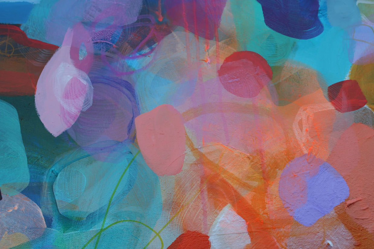 Abstract artwork with vibrant colors and fluid shapes