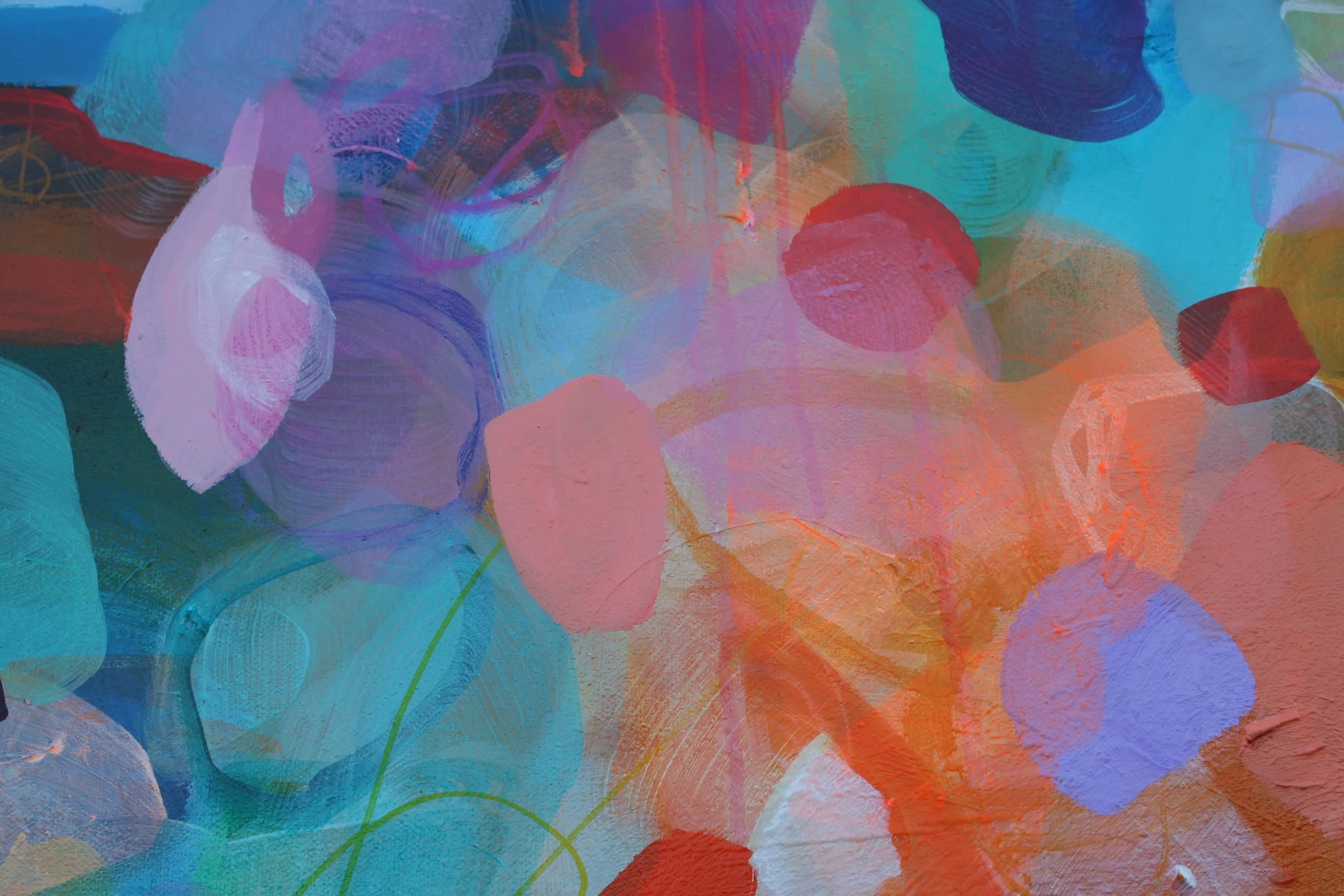 Abstract artwork with vibrant colors and fluid shapes