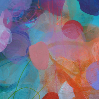 Abstract artwork with vibrant colors and fluid shapes