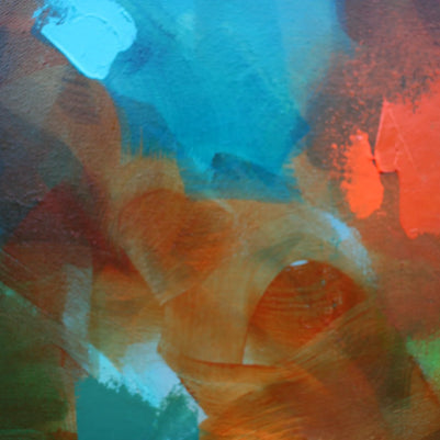 Abstract artwork with vibrant colors on a textured background