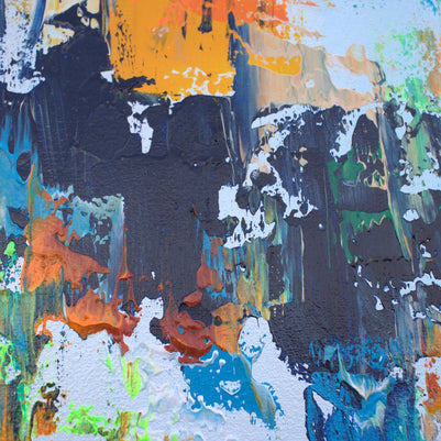 Abstract art with a mix of colors on a textured surface