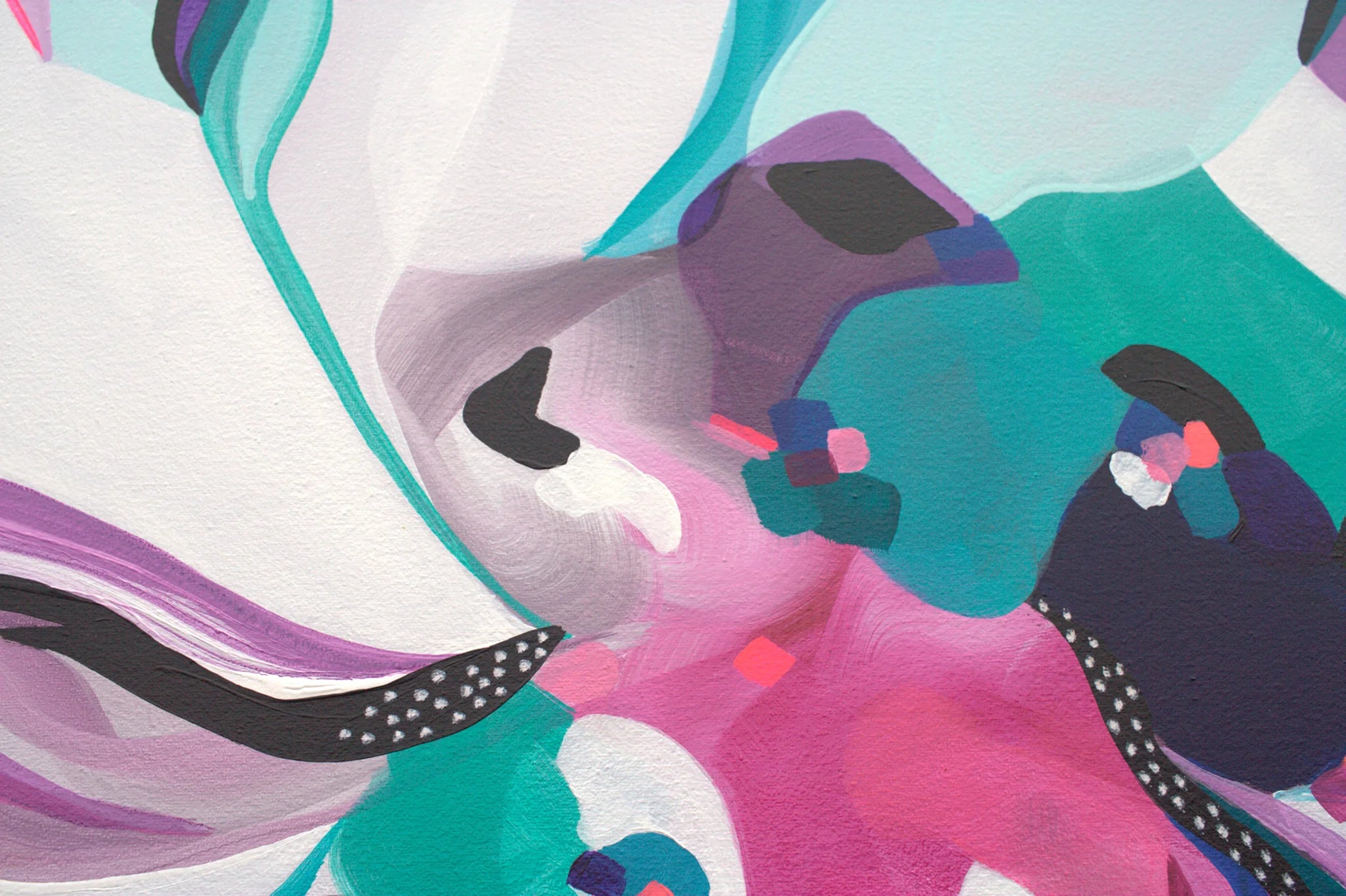 Abstract artwork with colorful shapes and patterns