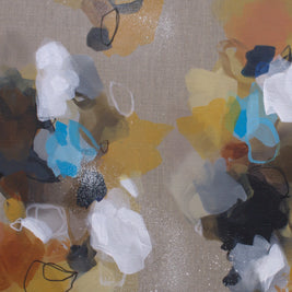 Close up of colorful abstract art on a linen canvas