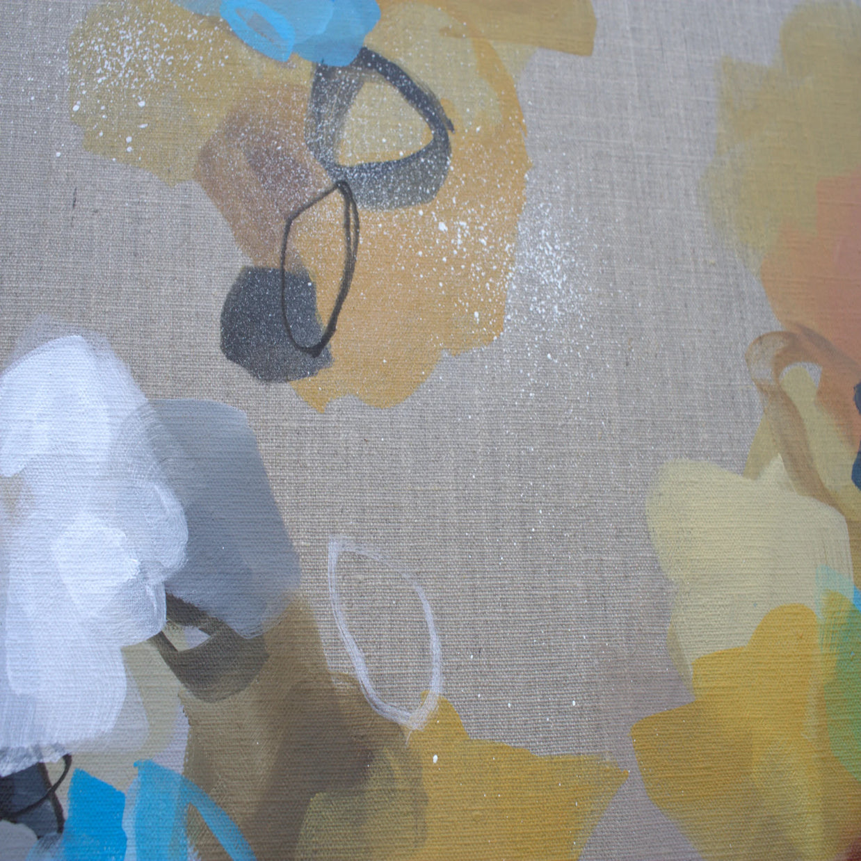 Abstract art with geometric shapes and colors on a textured background