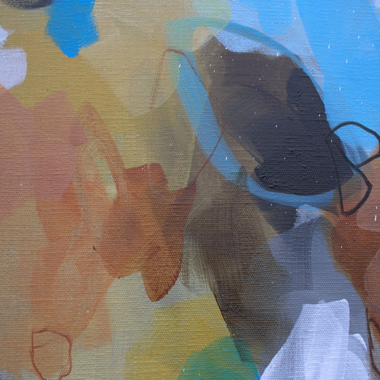 Abstract painting with colorful brush strokes on a textured surface