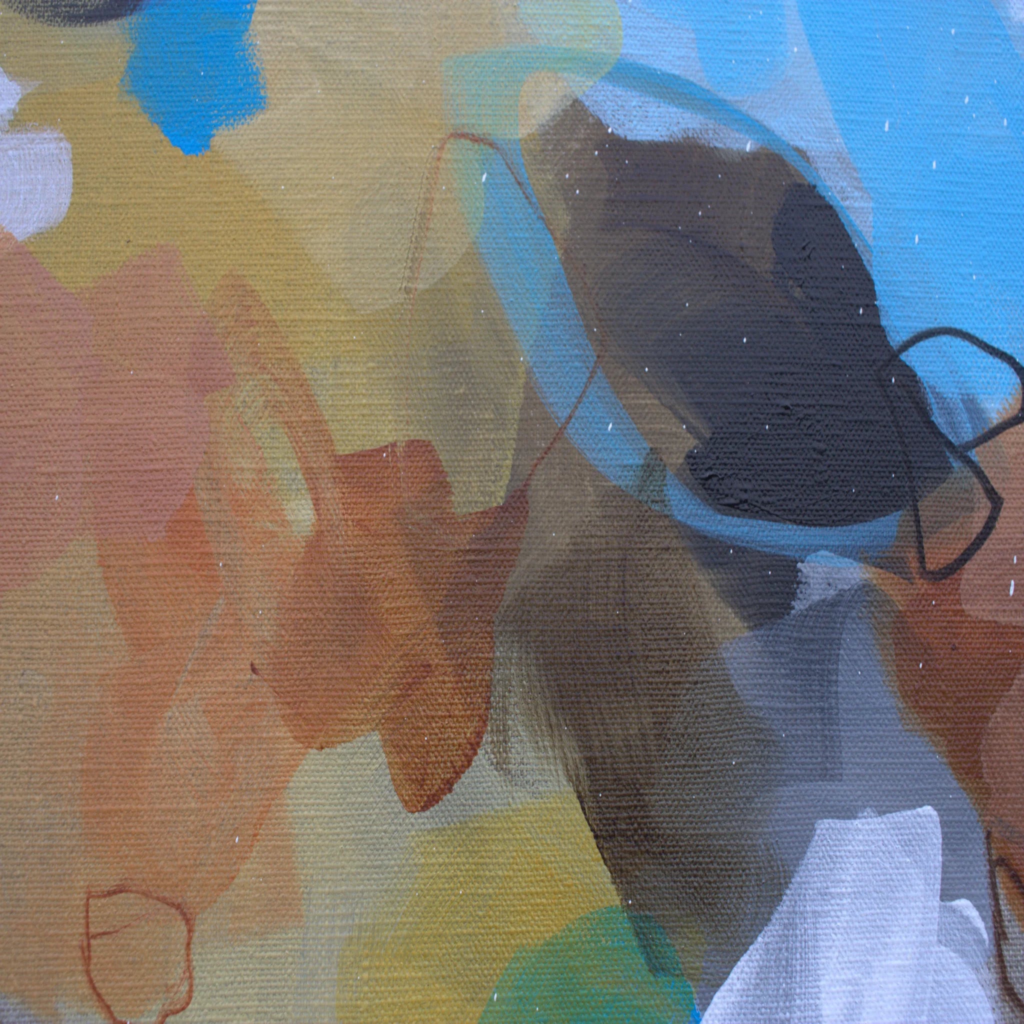 Abstract painting with colorful brush strokes on a textured surface
