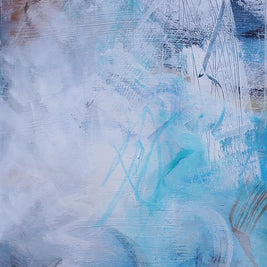 Abstract art with a mix of blue, white, and black colors