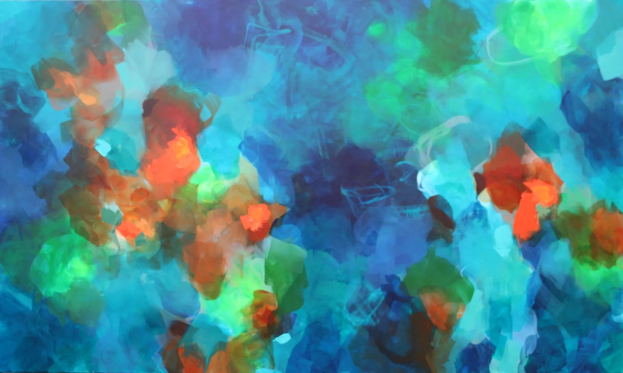 Abstract artwork with vibrant colors on a textured background
