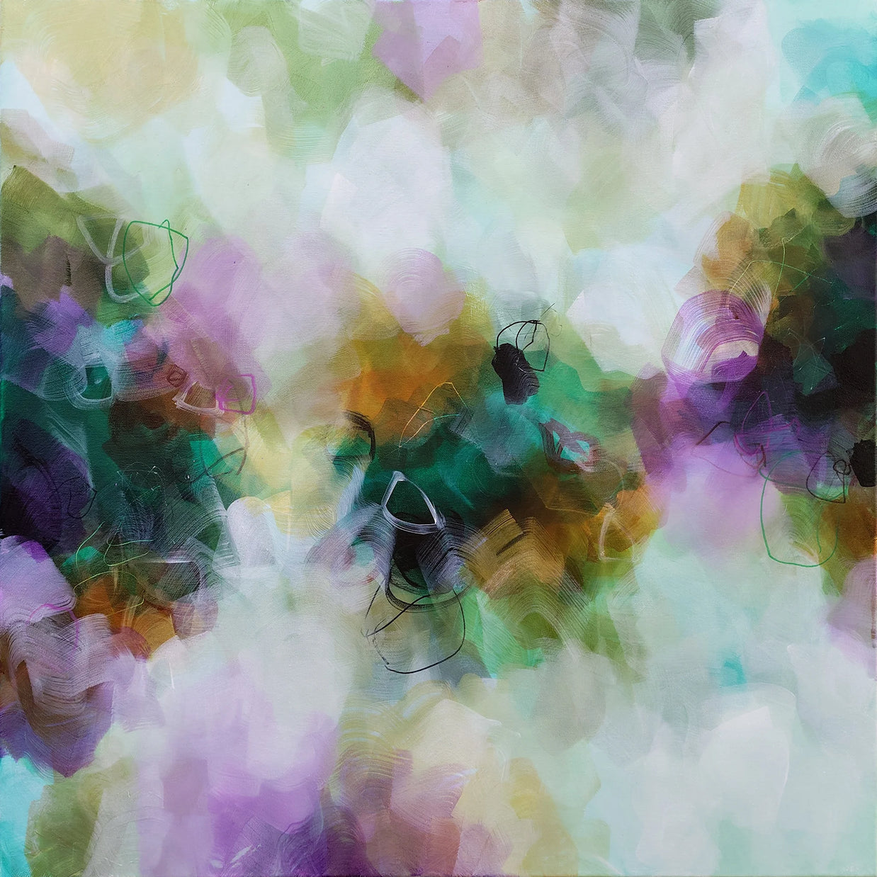 Abstract art with colorful brush strokes on a textured surface