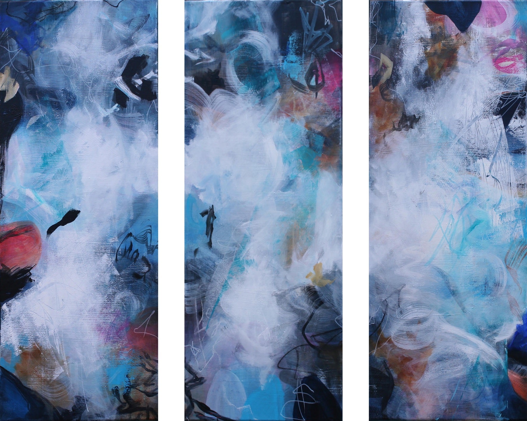 Soft Whispers Triptych - Original Painting by Susan Wooler