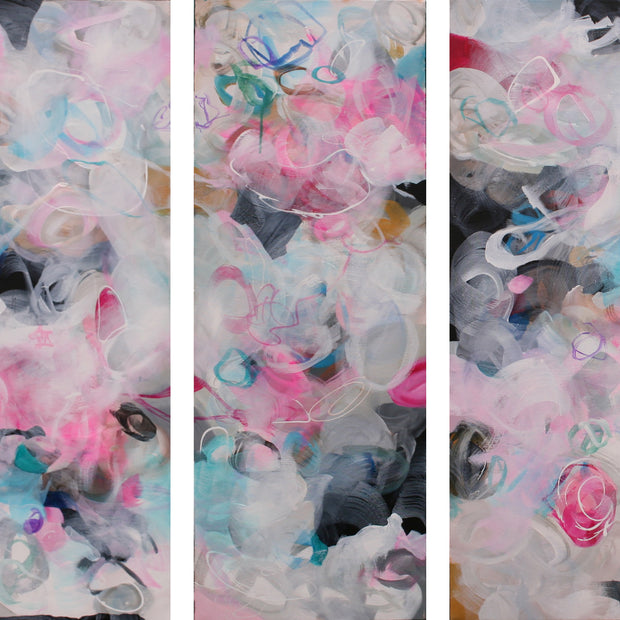 Pink Twilight Triptych - Original Painting by Susan Wooler